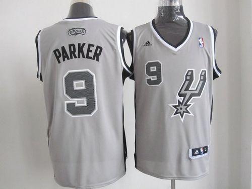 Spurs #9 Tony Parker Grey Alternate Stitched NBA Jersey