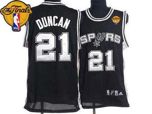 Spurs #21 Tim Duncan Stitched black Finals Patch NBA Jersey
