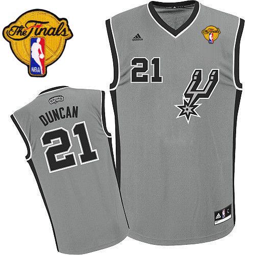 Spurs #21 Tim Duncan Grey Alternate Finals Patch Stitched NBA Jersey