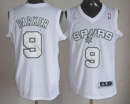 Spurs #9 Tony Parker White Winter On Court Stitched NBA Jersey