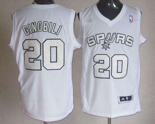 Spurs #20 Manu Ginobili White Winter On Court Stitched NBA Jersey