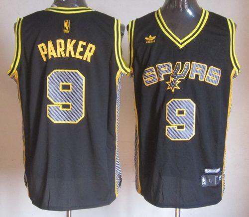 Spurs #9 Tony Parker Black Electricity Fashion Stitched NBA Jersey