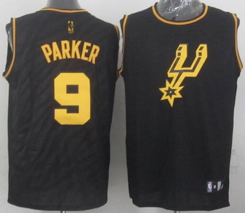 Spurs #9 Tony Parker Black Precious Metals Fashion Stitched NBA Jersey