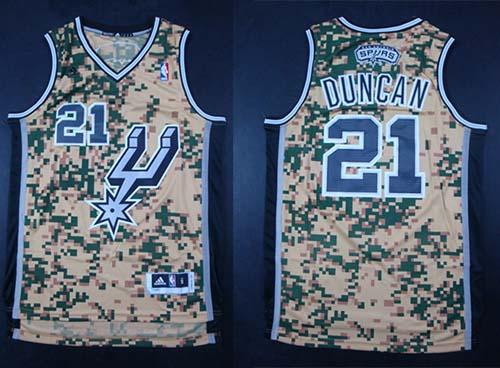 Spurs #21 Tim Duncan Camo Stitched NBA Jersey