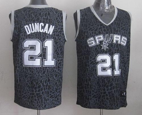 Spurs #21 Tim Duncan Black Crazy Light Stitched NBA Jersey