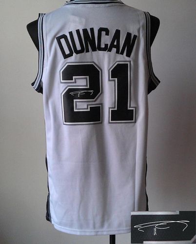 Revolution 30 Autographed Spurs #21 Tim Duncan White Stitched NBA Jersey