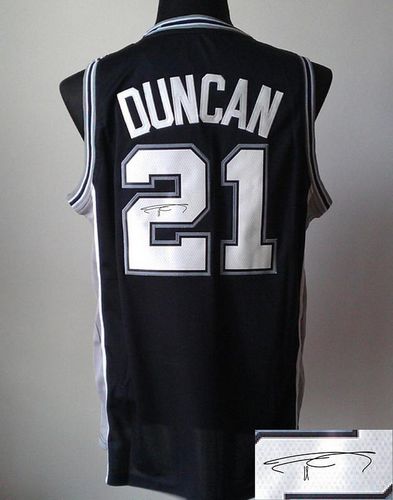 Revolution 30 Autographed Spurs #21 Tim Duncan Black Stitched NBA Jersey