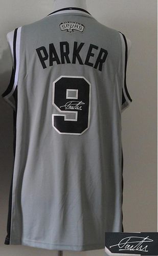 Revolution 30 Autographed Spurs #9 Tony Parker Grey Stitched NBA Jersey