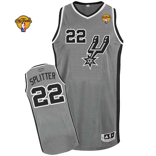 Spurs #22 Tiago Splitter Grey Alternate Finals Patch Stitched NBA Jersey
