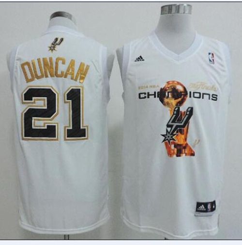 Spurs #21 Tim Duncan White 2014 NBA Finals Champions Stitched NBA Jersey