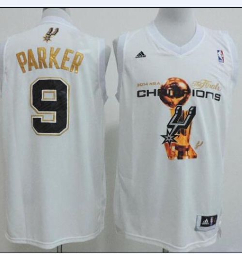 Spurs #9 Tony Parker White 2014 NBA Finals Champions Stitched NBA Jersey