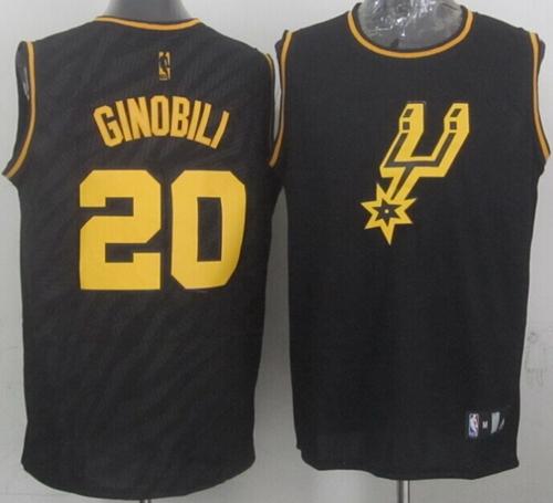 Spurs #20 Manu Ginobili Black Precious Metals Fashion Stitched NBA Jersey