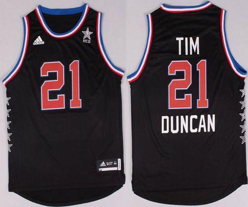 Spurs #21 Tim Duncan Black 2015 All Star Stitched NBA Jersey