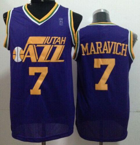 Jazz #7 Pete Maravich Purple Throwback Stitched NBA Jersey