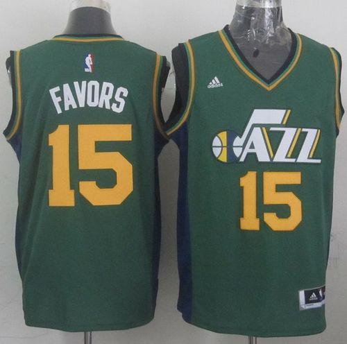 Revolution 30 Jazz #15 Derrick Favors Green Stitched NBA Jersey