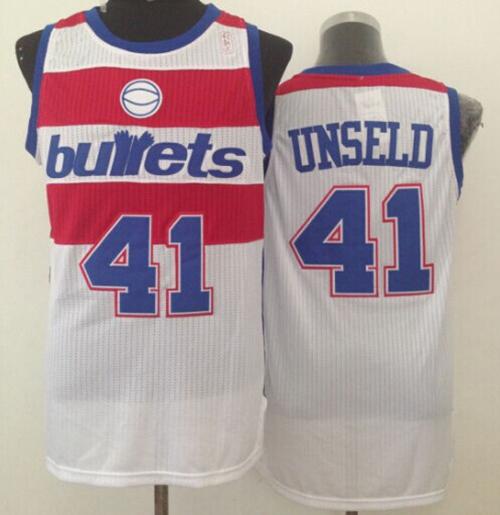Wizards #41 Wes Unseld White Bullets Throwback Stitched NBA Jersey