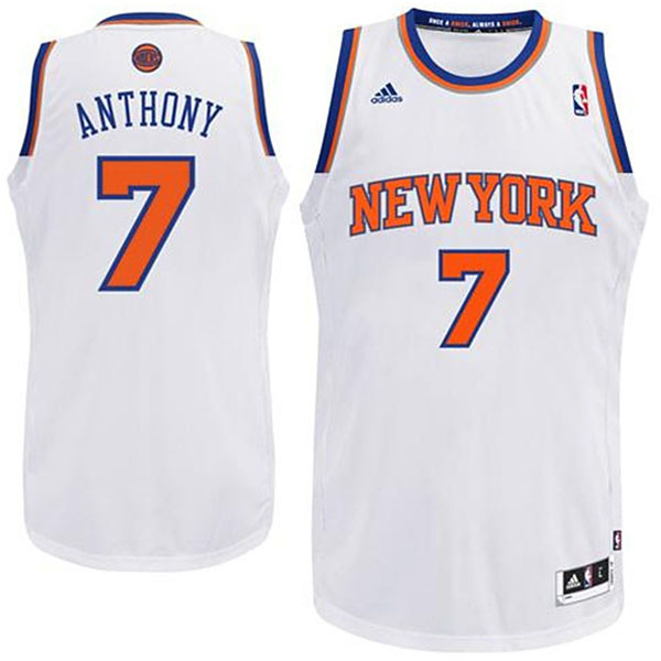Youth New York Knicks #7 Carmelo Anthony Revolution 30 Swingman Home White Jersey