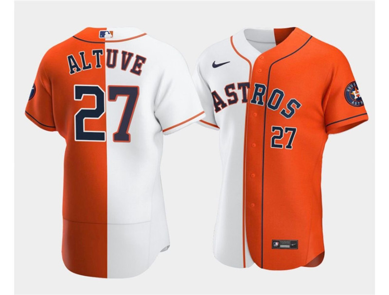 nike houston astros jose altuve 27 cool base orange and white jersey