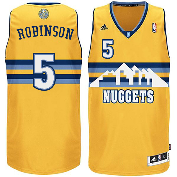 Denver Nuggets #5 Nate Robinson Revolution 30 Swingman Gold Jersey