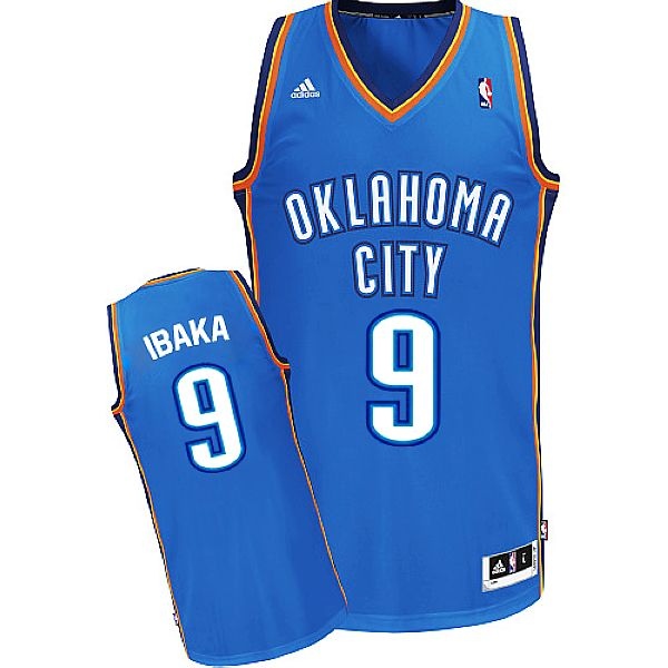 Oklahoma City Thunder #9 Serge Ibaka Revolution 30 Swingman Road Blue Jersey