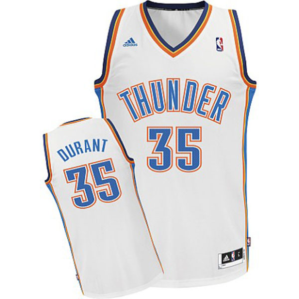 Youth Oklahoma City Thunder #35 Kevin Durant Revolution 30 Swingman White Jersey