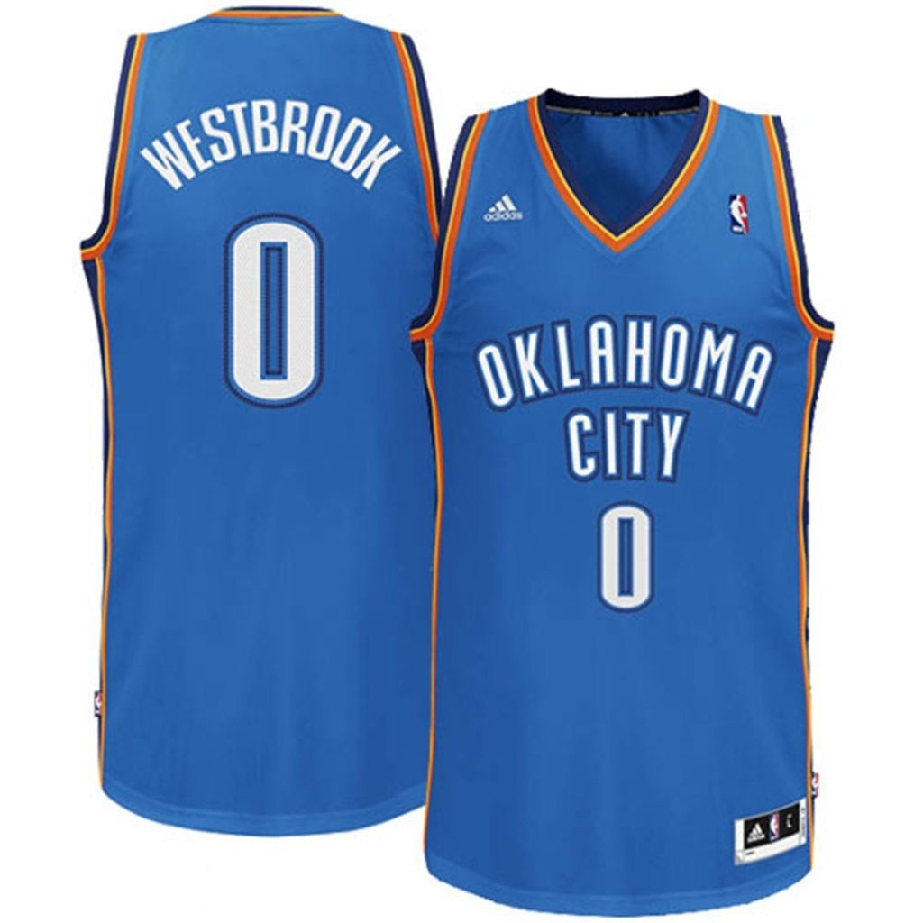 Youth Oklahoma City Thunder #0 Russell Westbrook Revolution 30 Swingman Road Royal Blue Jersey