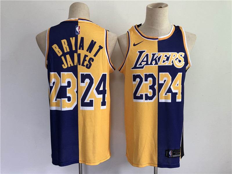 purple gold kobe bryant split special mamba and la king jersey