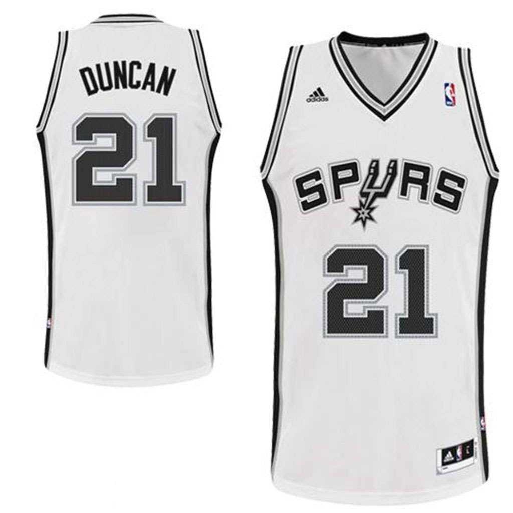 Youth San Antonio Spurs #21 Tim Duncan Revolution 30 Swingman Home White Jersey