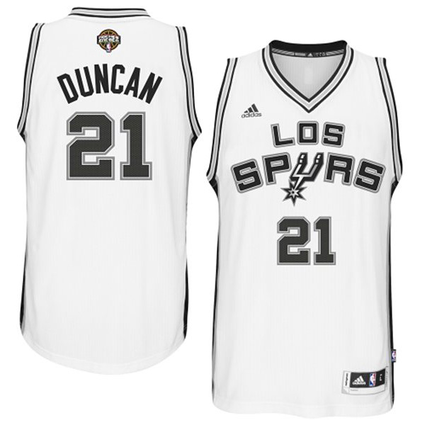 San Antonio Spurs #21 Tim Duncan 2014 15 Noches Enebea Swingman Home White Jersey