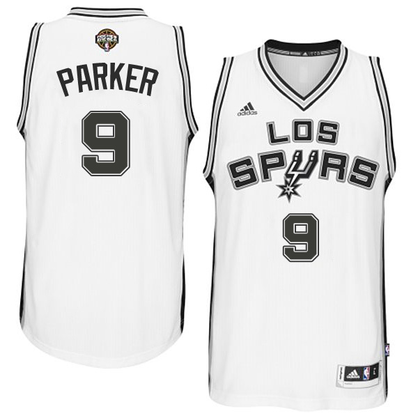 San Antonio Spurs #9 Tony Parker 2014 15 Noches Enebea Swingman Home White Jersey