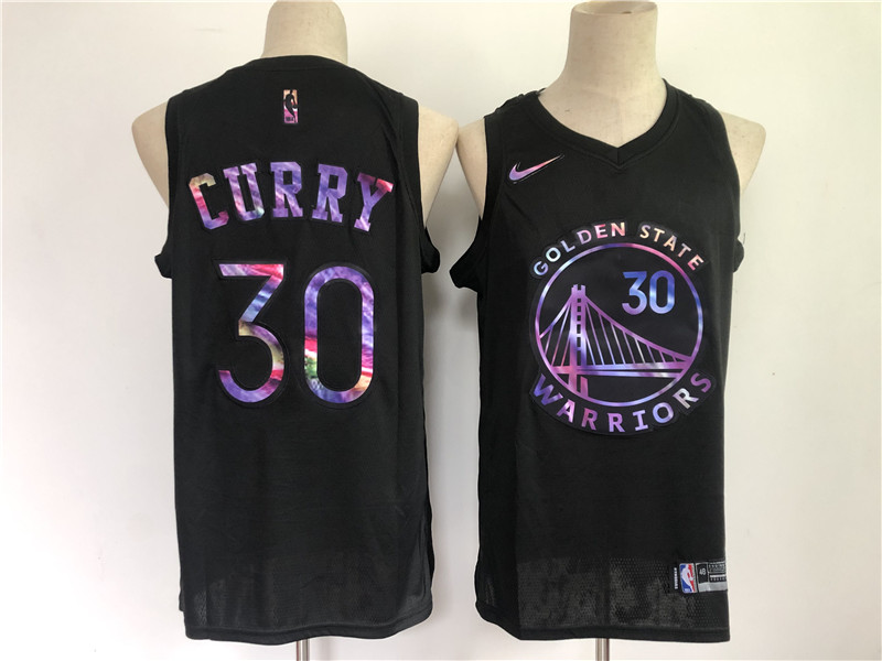 stephen curry warriors black iridescent 2021 hwc limited jersey
