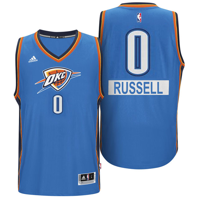 Oklahoma City Thunder 2014 Christmas Day #0 Russell Westbrook Big Logo Swingman Jersey