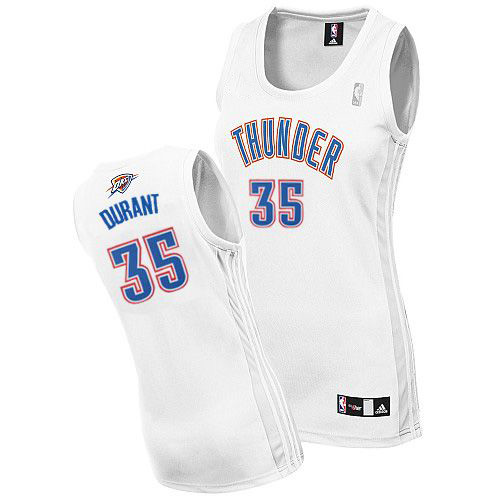 Oklahoma City Thunder #35 Kevin Durant Women White Jersey