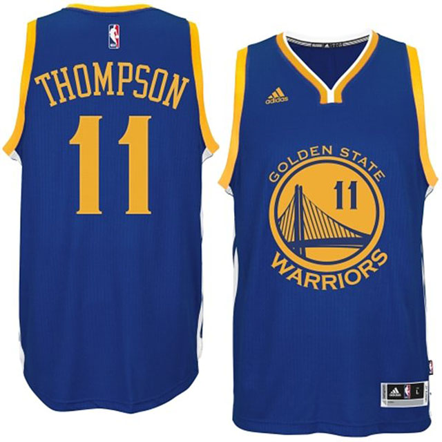 Golden State Warriors #11 Klay Thompson 2014 15 New Swingman Road Blue Jersey
