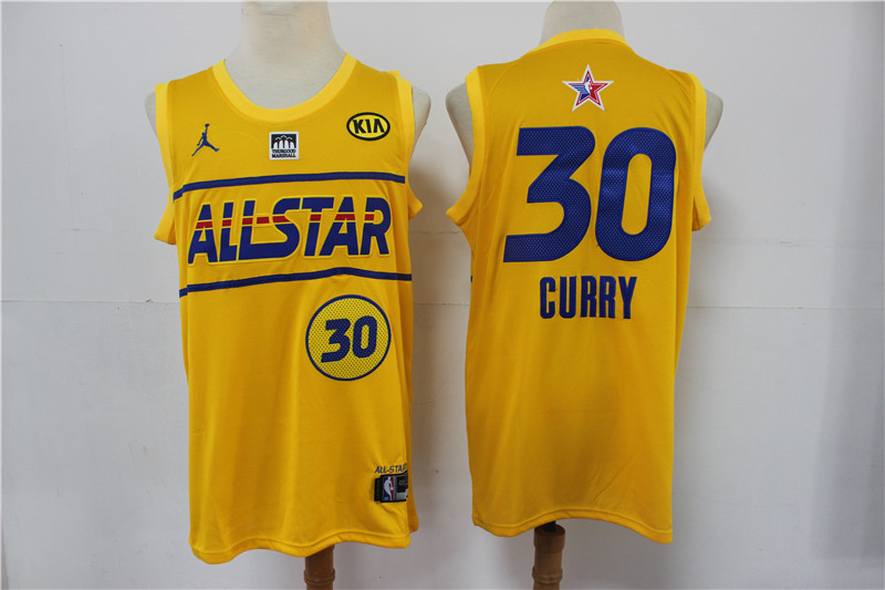 warriors 30 Stephen Curry 2021 All Star Game Yellow Swingman Jersey