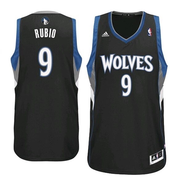 Minnesota Timberwolves #9 Ricky Rubio Revolution 30 Swingman Black Jersey