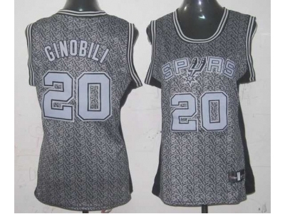 women nba san antonio spurs 20 ginobili grey static fashion swingman